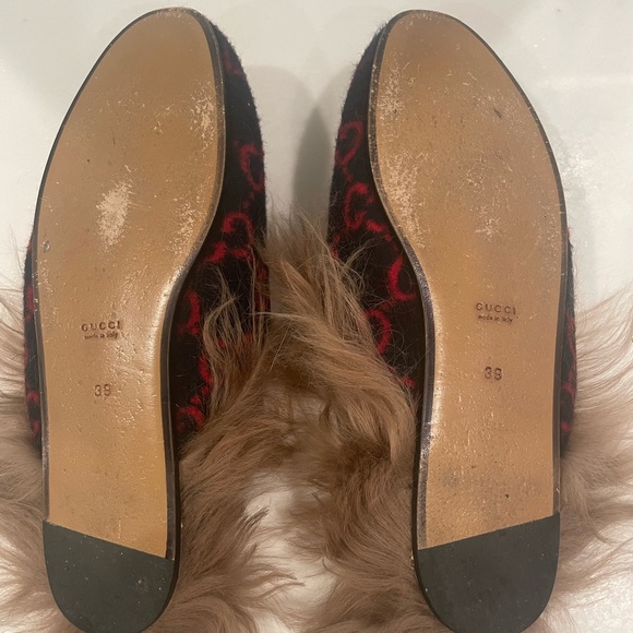 Gucci Princetown fur slipper in navy and red. EU 39, US women 8, US men 6.5 - Picture 4 of 5